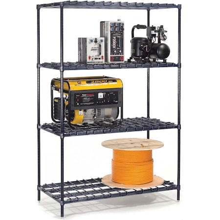 Nexel 60W x 24D x 63H Poly-Z Brite Heavy Duty Wire Shelving, 4 Tiers DS24606Z